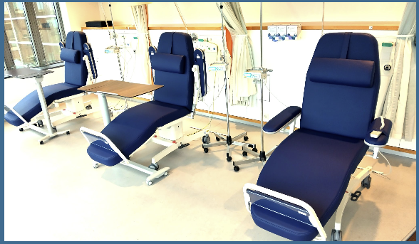 Digiterm Comfort-3 Flex behandelstoelen op de oncologieafdeling van het Spaarne Gasthuis Hoofddorp